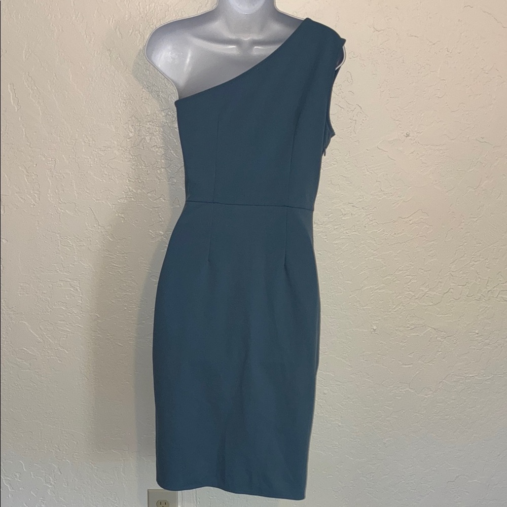 One-Shoulder Blue Ruffle Dress - Picture 4 of 6